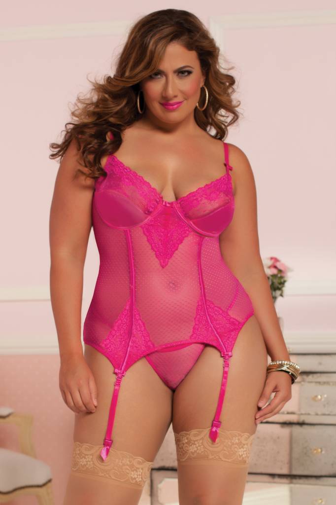 plus size lingerie, plus size bustier, Plus Size, 9898, 9898x, Magent...