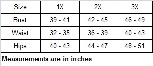 1x 2x 3x Size Chart