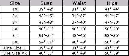 Plus Size Lingerie Size Chart for Plus Size Camisole